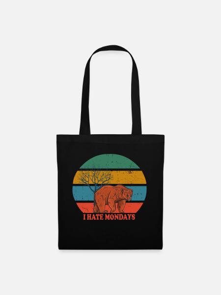 Retro Bear i hate mondays - Tote Bag - black