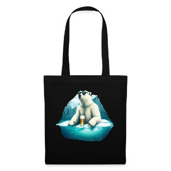 Cool polar bear with beer and sunglasses - Tote Bag - black - Front