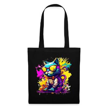 Chat dans le style graffiti - Sac en tissu - noir - Devant