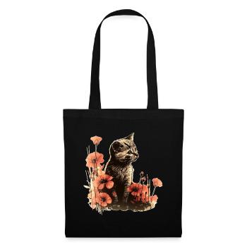 Katze Katzenliebhaber Katzenhalter Geschenkidee - Stoffbeutel - Schwarz - Vorne