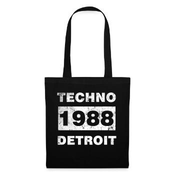 MUSIQUE TECHNO BLANC - Sac en tissu - noir - Devant