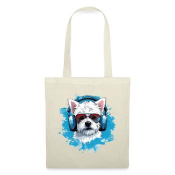 Westie avec des écouteurs - Sac en tissu - nature - Devant