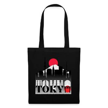 Tokyo Skyline Retro Red Sun Design - Sac en tissu - noir - Devant