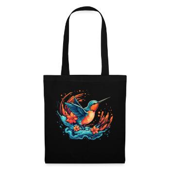 Oiseau explosion de fleurs - Sac en tissu - noir - Devant