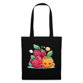 Kawaii Himbeeren - Stoffbeutel - Schwarz - Vorne
