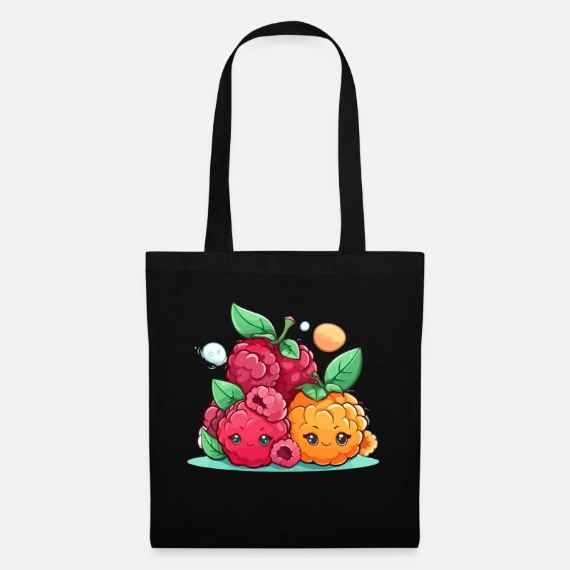 Kawaii Himbeeren - Stoffbeutel - Schwarz