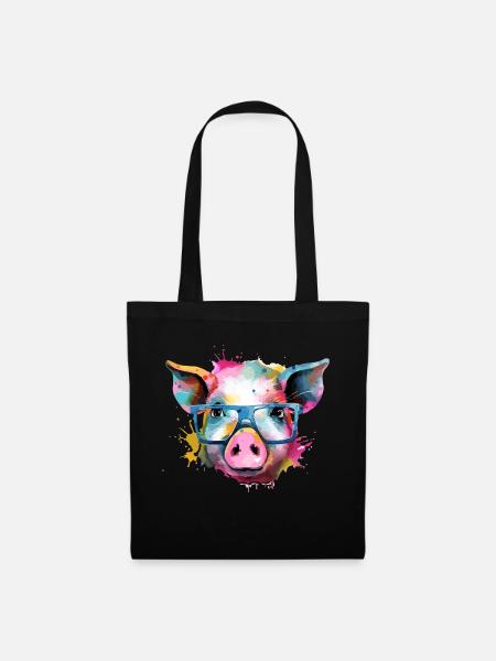 Jim das Schwein - Stoffbeutel - Schwarz