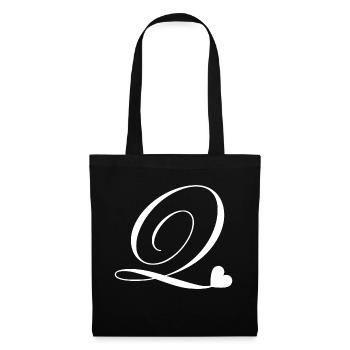 Letter q heart calligraphy - Tote Bag - black - Front