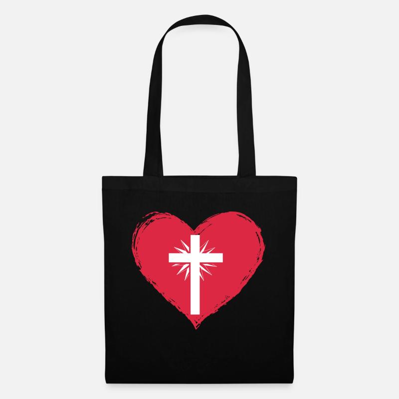 heart cross - Stoffbeutel - Schwarz