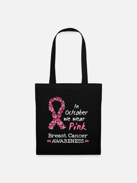 Im Oktober wir tragen wir rosa Brustkrebs - Stoffbeutel - Schwarz