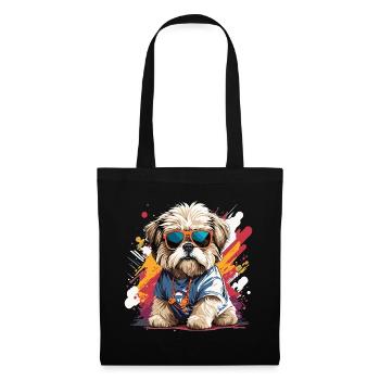 Shih Tzu mignon chien cool mignon - Sac en tissu - noir - Devant