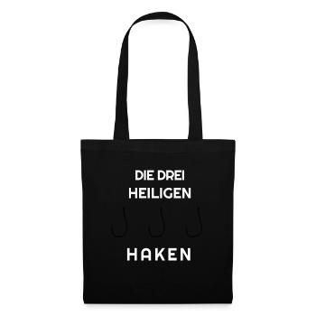 Die Drei Heiligen Haken witziges Angel Shirt Weiß - Stoffbeutel - Schwarz - Vorne