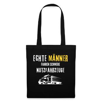 Echte Männer Nutzfahrzeuge LKW Lastwage Fahren - Stoffbeutel - Schwarz - Vorne