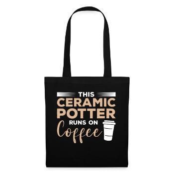 This Ceramic Runs On Coffee Pottery - Stoffbeutel - Schwarz - Vorne