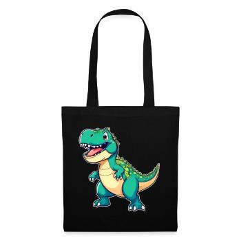 Niedlicher Dinosaurier - Stoffbeutel - Schwarz - Vorne