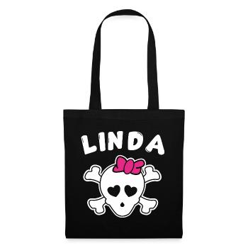 Piratin Linda Design für Mädchen und Frauen - Stoffbeutel - Schwarz - Vorne