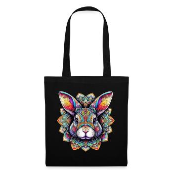 Hase mit Mandalas verziert - Stoffbeutel - Schwarz - Vorne