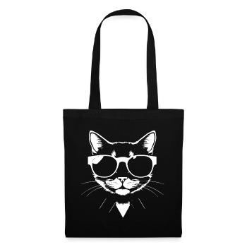 Lustige Katze mit Sonnenbrille Kätzchen Sonnenbrille Katzen - Stoffbeutel - Schwarz - Vorne