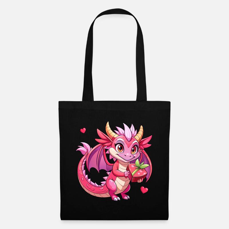Farbenfroher Drache - Stoffbeutel - Schwarz