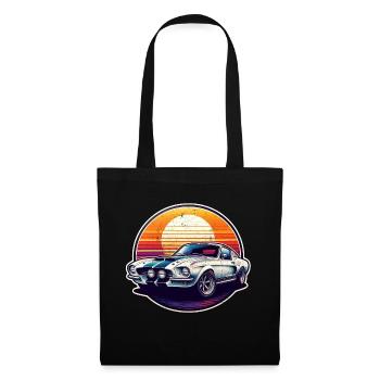 voiture vintage couché de soleil - Sac en tissu - noir - Devant