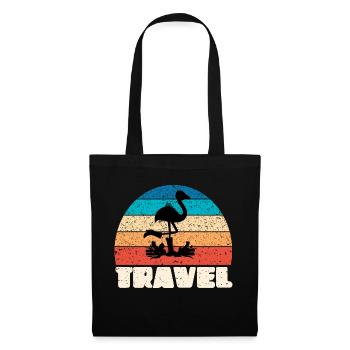 Coucher de soleil vintage de voyage à l’ombre d’un flamant rose - Sac en tissu - noir - Devant