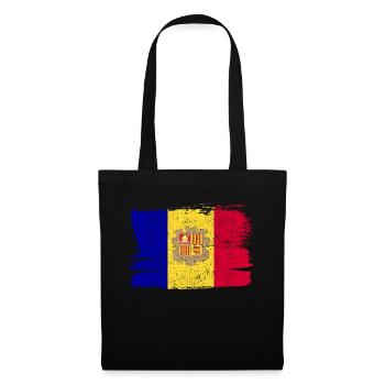 Andorra Bandiera Flagge Frieden Vintage - Stoffbeutel - Schwarz - Vorne