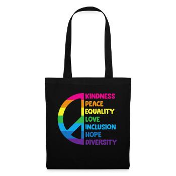 Bienveillance, Paix, Egalité, Amour, Inclusion, Espoir - Sac en tissu - noir - Devant