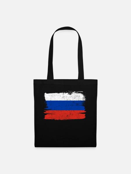 Russland Flagge Flagge Frieden Vintage - Stoffbeutel - Schwarz