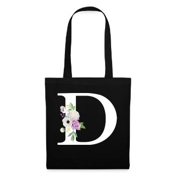 Purple Floral Letter D - Tote Bag - black - Front