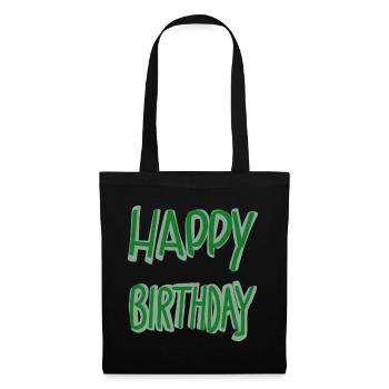 Green Happy Birthday Lettering - Tote Bag - black - Front