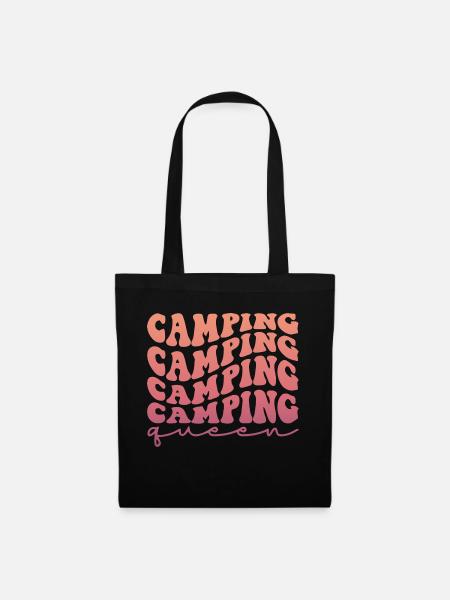 Camping Camping Camping Queen - Stoffbeutel - Schwarz