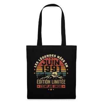 Nées En Juin 1991 Vintage Juin 1991 Anniversaire - Sac en tissu - noir - Devant