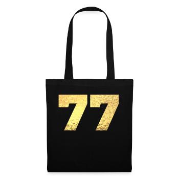 Numéro 77 paillettes doré - 77e anniversaire - Sac en tissu - noir - Devant