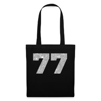 Numéro 77 paillettes argenté - 77e anniversaire - Sac en tissu - noir - Devant