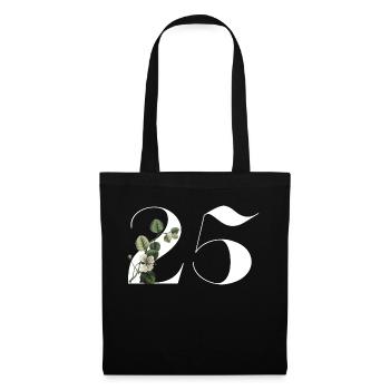 Number 25 Floral Green -25th Floral Birthday - Tote Bag - black - Front