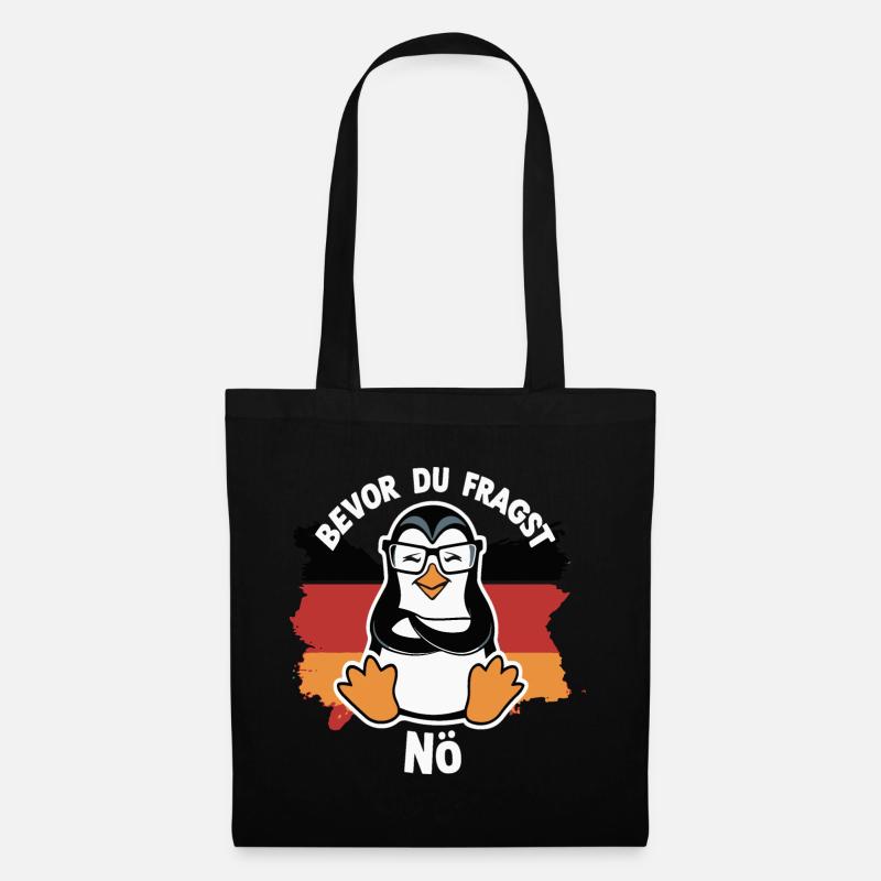 Humorvoller Pinguin mit Spruch und Flagge - Stoffbeutel - Schwarz