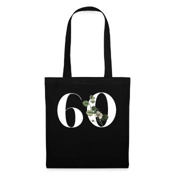 Number 60 Floral Green - 60th Birthday Floral - Tote Bag - black - Front