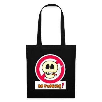 No Smoking Totenkopf Gesicht - Lustiges Emoticon  - Stoffbeutel - Schwarz - Vorne