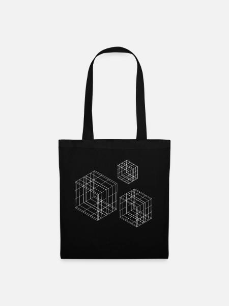 Design geometrischer Quadrate - Stoffbeutel - Schwarz