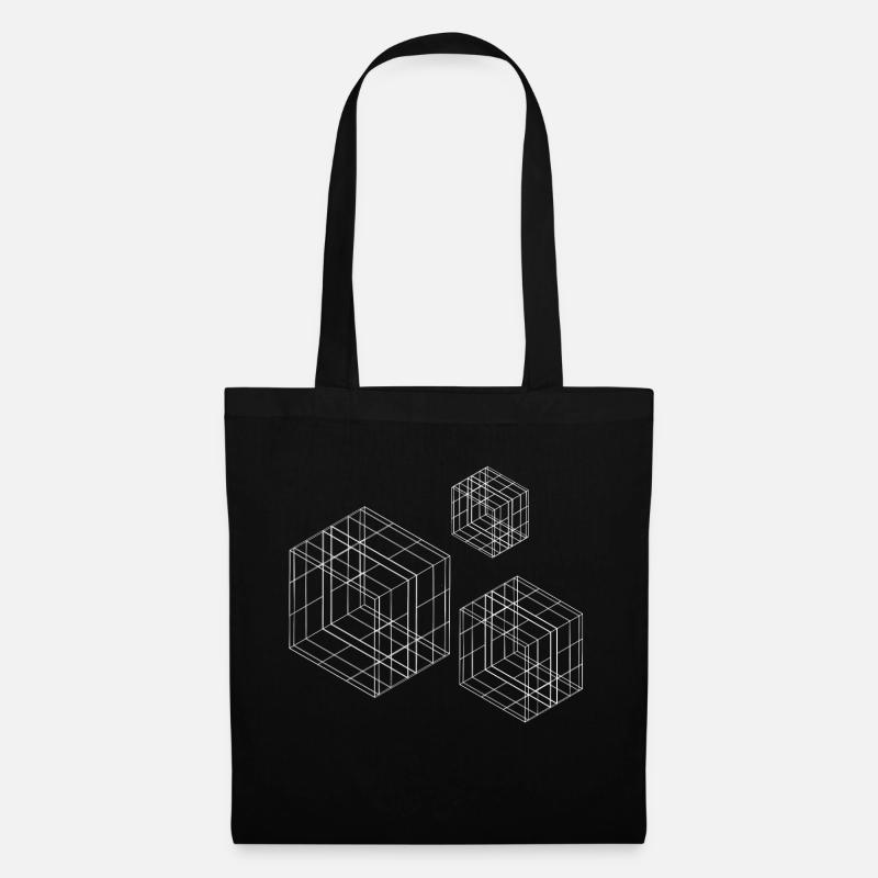 Design geometrischer Quadrate - Stoffbeutel - Schwarz