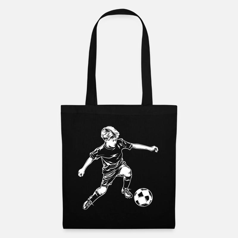 Fußball Junge Zeichnung - Stoffbeutel - Schwarz