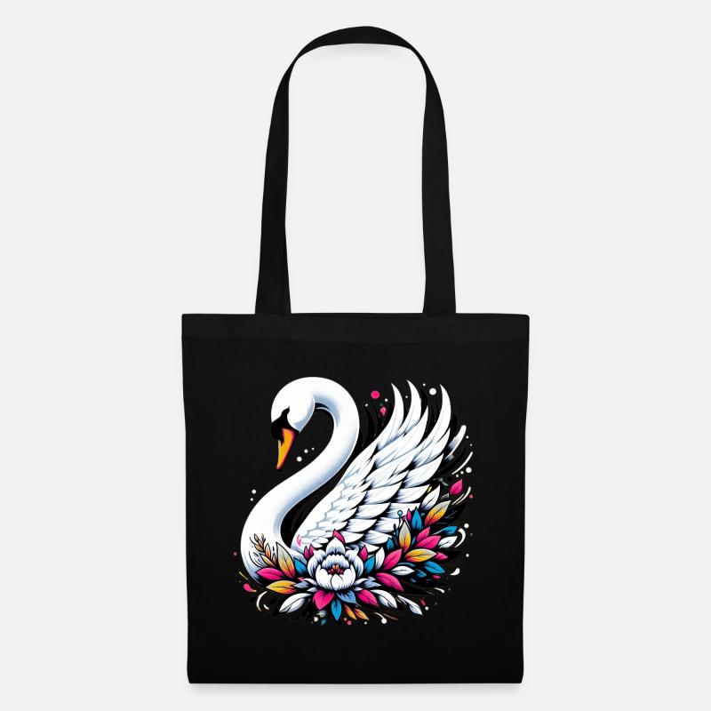 Schwan - Stoffbeutel - Schwarz