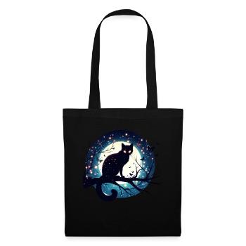 Full Moon with Black Cat Halloween - Tote Bag - black - Front