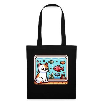 Cute Kitty looking at Fish in Aquarium - Tote Bag - black - Front