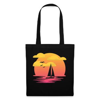 Schiff im Sonnenuntergang. - Stoffbeutel - Schwarz - Vorne
