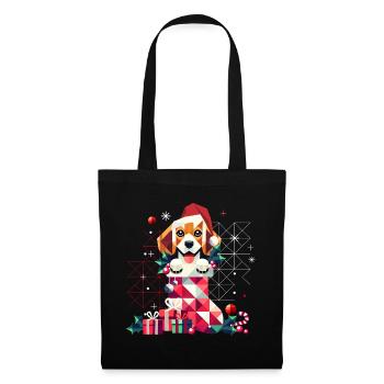 Santa Beagle in a colorful Christmas stocking - Tote Bag - black - Front