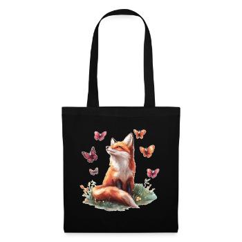Fox with butterflies - Tote Bag - black - Front