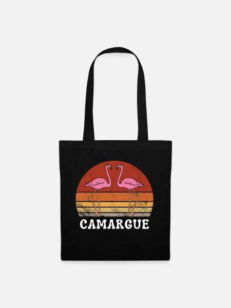VINTAGE RETRO ROSA FLAMINGOS CAMARGUE - Stoffbeutel - Schwarz