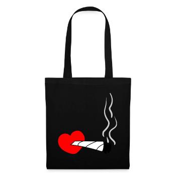 Heart with smoking joint – symbol of marijuana v - Tote Bag - black - Front
