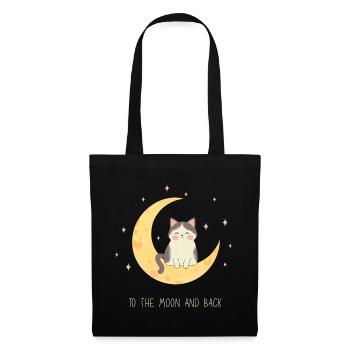 Chat doux sur la lune – Vers la lune et retour - Sac en tissu - noir - Devant